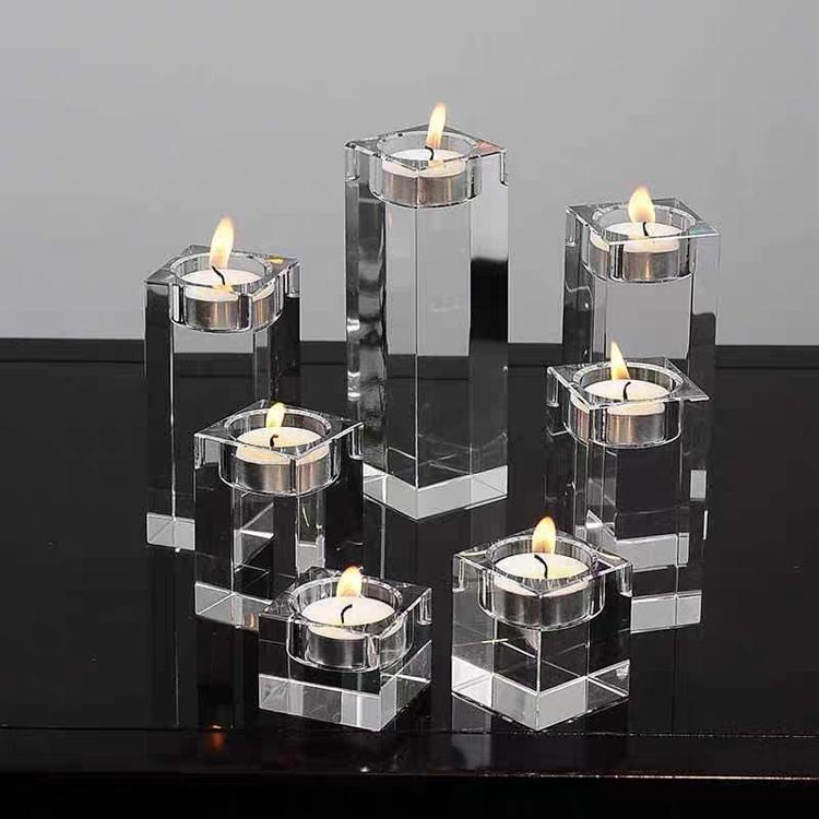 Small Bridge Crystal Cube Tealight Candlestick Holder Customize Crystal Candle Holder for Home Decoration Easter Gift