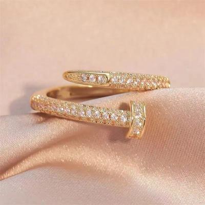 Korean Punk Cubic Zirconia Adjustable Ring for Women Office Party Friends Gifts Jewelry Accessories