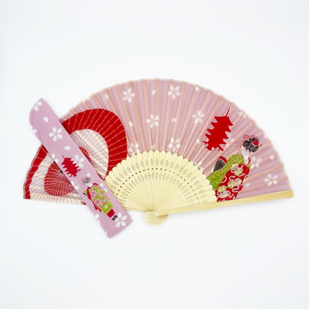 Kyosuke Silk Openwork with Maiko Fan, Pattern, Pouch, Design, Pink, K-123