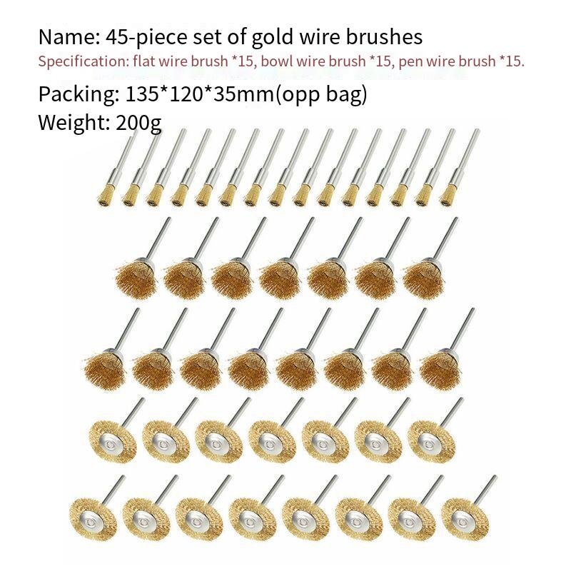 45Pcs Steel Wire Brush Set for Electric Grinder Cup Shape Brush Rust Removal Polishing Grinding Head Carving Cleaning Tool
