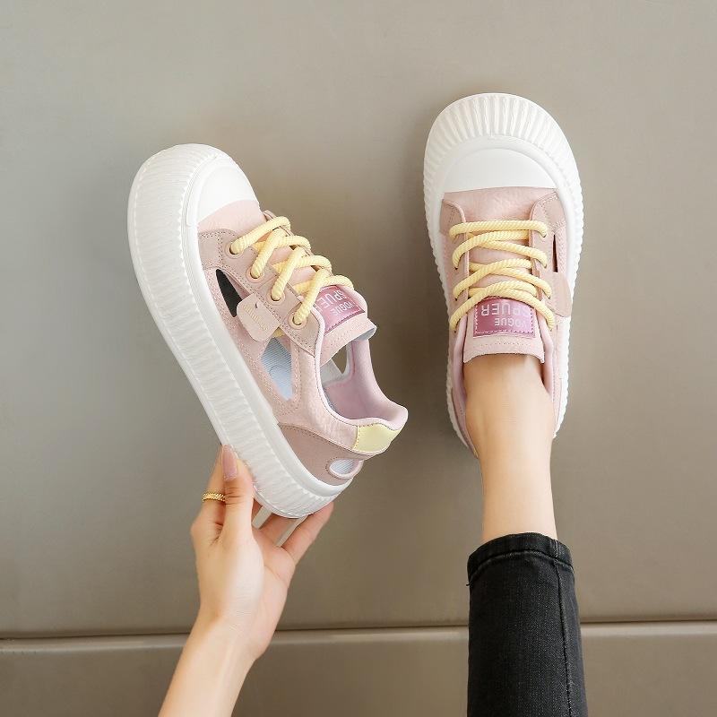 Summer new ins learn hollow breathable thick sole heightening casual shoes board shoes