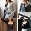 Modal Square Neck Long Sleeve T-Shirt Women Slim Fit Solid Color Casual Base Layer Top Wear