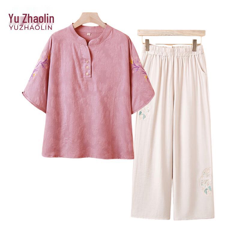 YUZHAOLIN Women s Embroidered Summer Two-Piece Set D-2XL