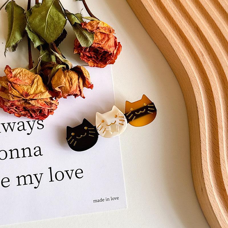 New 6.3cm Three Little Kittens Acetic Acid  Bangs Clip Exquisite Fashion Animal Duckbill Clip Hair Accessories