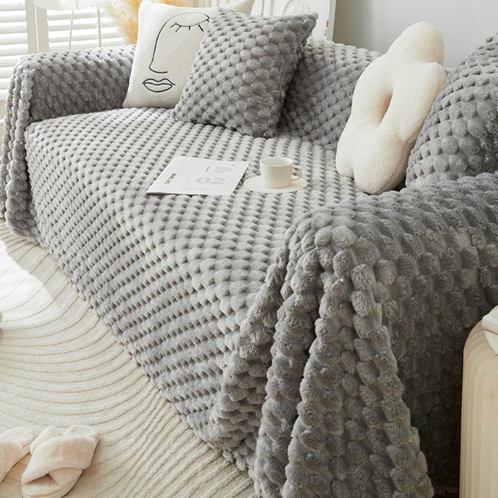 

Французский кремовый ветер плюшевое диванное полотенце утолщенное зима 2025 новое нескользящее одеяло всеобъемлющий чехол на подушку для дивана 180*130cm