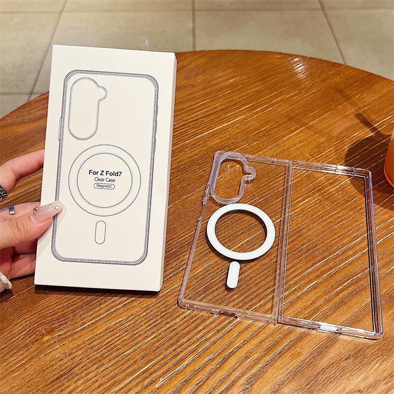 Original For Magsafe Magnetic Clear Case For Samsung Galaxy Z Fold 7 6 5 4 3 Z Flip 7 6 5 4 3 Wireless Charging Shockproof Cover