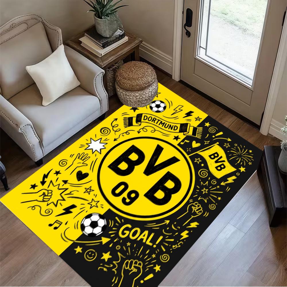 Bvb Borussia Dortmund Football Club Floor Mat Design For Dining Room Balcony Playrooms Kitchen Antislip Rug Anime Office Decor Perfect Gift For Womenm
