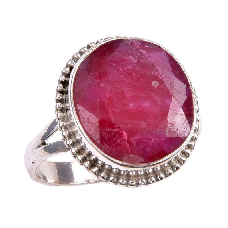 Red Ruby(Simulated) Gemstone Handmade 925 Sterling Silver Gift Ring S.8.5 S5I95