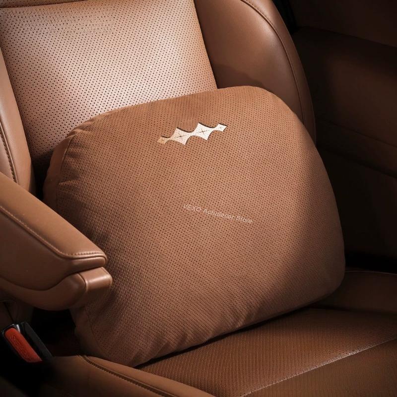 For BYD Formula Leopard 5 8 Ti3 Ti7 Denza B5 B8 Suede Car Headrest Neck Pillow Lumbar Support Cushion Breathable Car Accessories