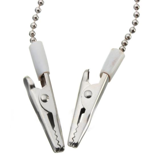 Dental Lab Bib Crocodile Clip Flexible Metal Ball Chain Durable Napkin Holder