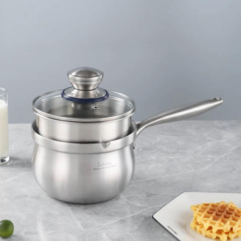 Beiluns 18CM Stainless Steel Milk Pot with Steamer