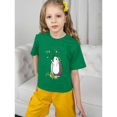 Green T-shirt for Girls Cartoon Hedgehog Clothes Children's Clothing for Girl Graphic T Shirts Kids T-shirts Girl Summer