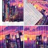2D flat printing 2pcs Window Curtains Anime Cityscape Neon Night Digital Printed Polyester Drapes Birthday Party for Photo