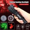 Tactical Hunting Flashlight Red Green LED Waterproof Flashlight Torch Outdoor Lighting with Gun Mount +Switch Rechargeable Lamp