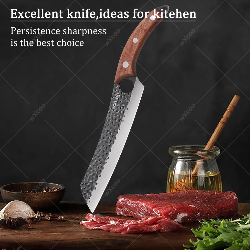 WXCOO Hand Forged Boning Knife Set High Carbon Clad Steel Meat Fish Fruit Cleaver Knife Professional Butcher Kitchen Chef Knives