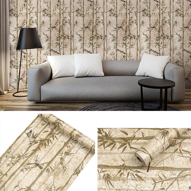 10 Meter Self-Adhesive PVC Bamboo Wallpaper 45cm Wide Art Wall Paper Home Renovation Background Decor Wall Stickers
