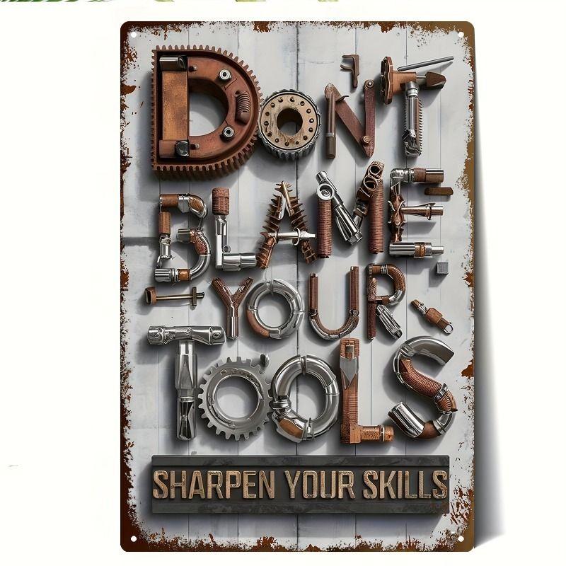 Vintage Garden Tools Metal Painting for Balcony Garage & Garden Decor