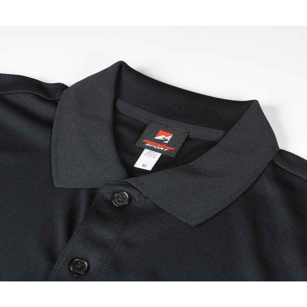 Monster Sport Embroidered Polo Size Short Dry UV ZWS74KL Shirt, Black, L, Sleeve, Moisture-Wicking, Quick-Drying, Mesh, UPF20, Protection,