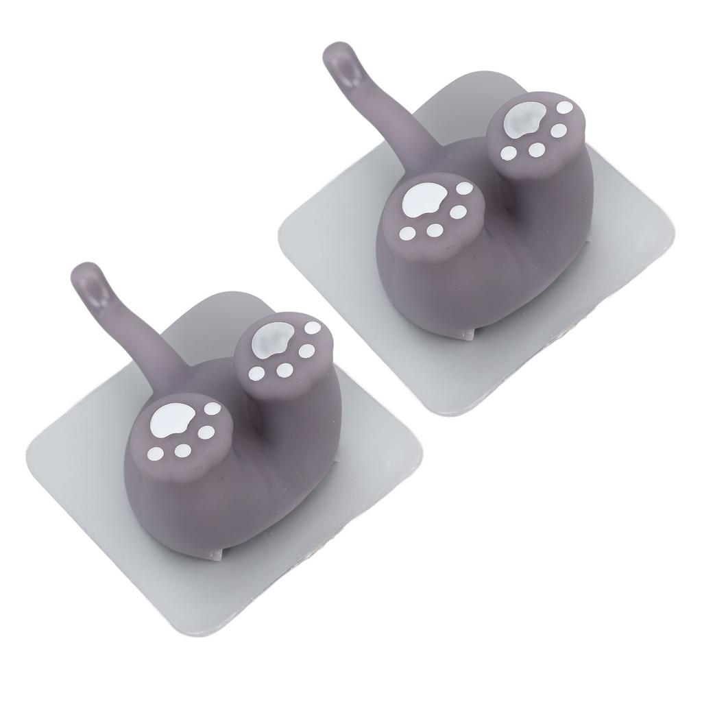 2Pcs Kids Toothbrush Holder Cute Cartoon Shaped Wall Mounted Toothbrush Stand for Bathroom Kitten Tail Shape