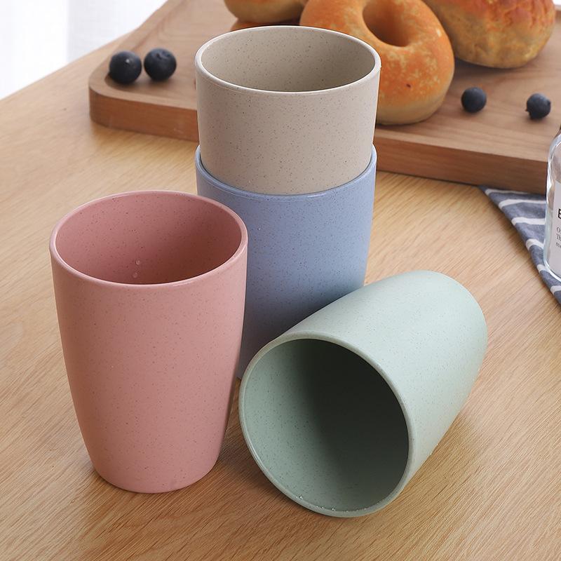 Nordic Style Plastic Tea Cups Eco-Friendly Wheat Straw Cup Coffee Tea Milk Drink Cup Toothbrush Cup for Home Bathroom