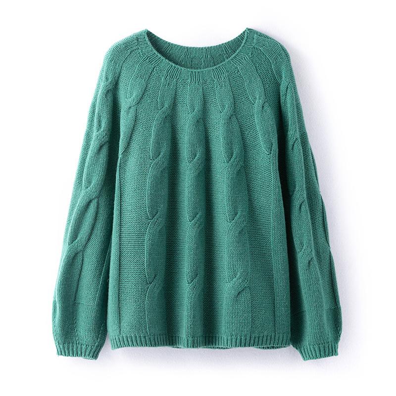 

Бесшовный цельновязаный свитер из чистой шерсти с круглым вырезом, утолщенный вязаный свитер, женский зимний новый свободный ленивый свитер, женское пальто L