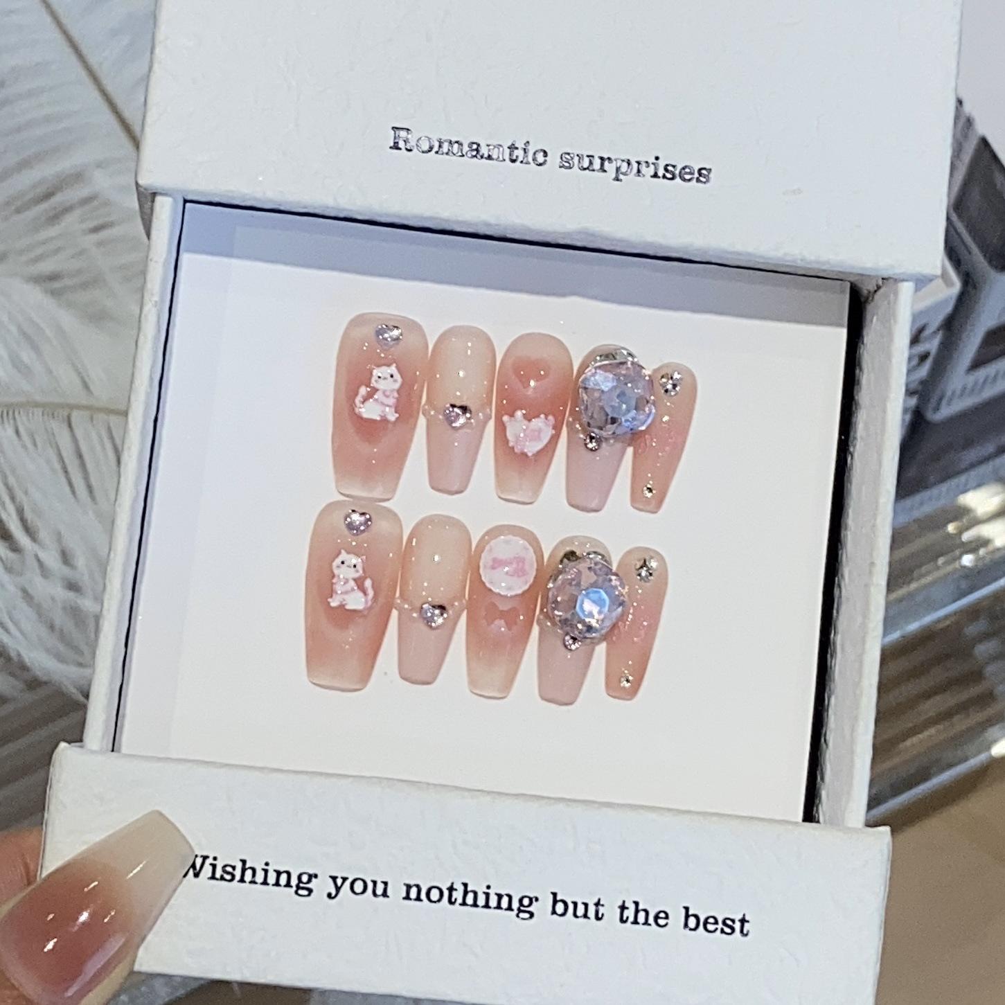 

Розовые атмосферные котята для девочек французский персиковый какао наклейки для ногтей L