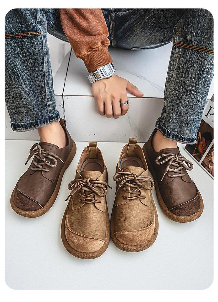 Men's Plus Size Breathable Leather Driving Shoes - Autumn Style, Non-Slip Soft Sole, Fashionable & Versatile.