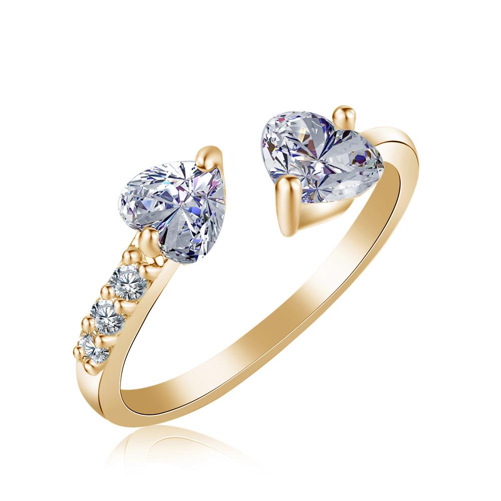 2023 Korean Heart-Shaped Zircon Open Ring: Luxurious, Trendy, and Elegant.