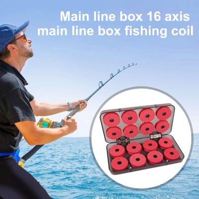 Boîte Bobine Mousse Ligne de Pêche 16 Pièces Organisateur de Planche à Enrouler 16 Lignes Bobineur de Ligne de Pêche Organisateur d'Axe Étui de Rangement Accessoires de Pêche Extérieure