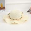 Elegant Flowers Lace Trim Wide Brim Straw Hats Women Summer Beach Caps for Casual Daily Outdoor Holiday Sweet UV Protection Hat