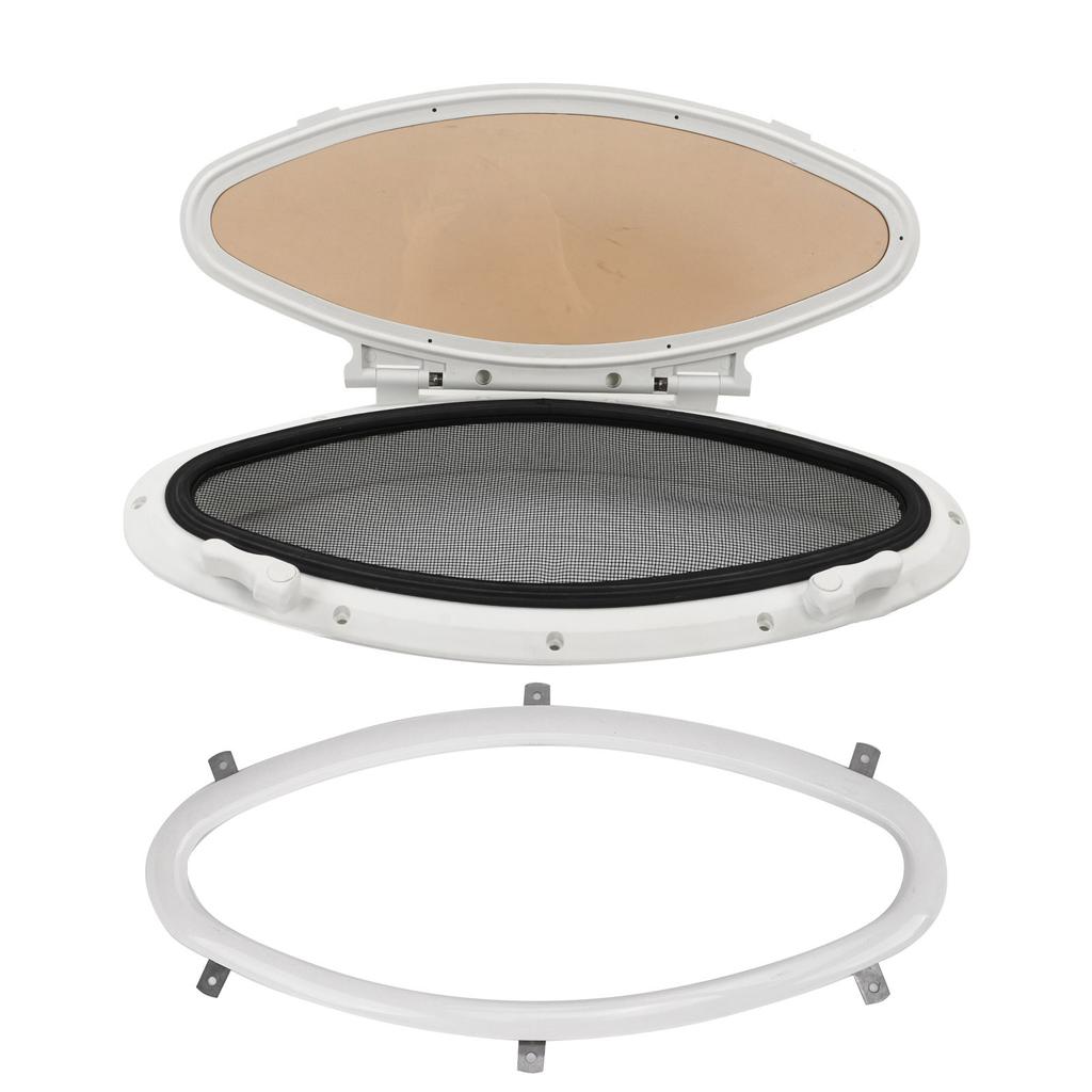 470x210mm Inward Opening Oval Porthole Anti UV Waterproof Portlight with Insect Screen Switch Handle for Yacht Ships