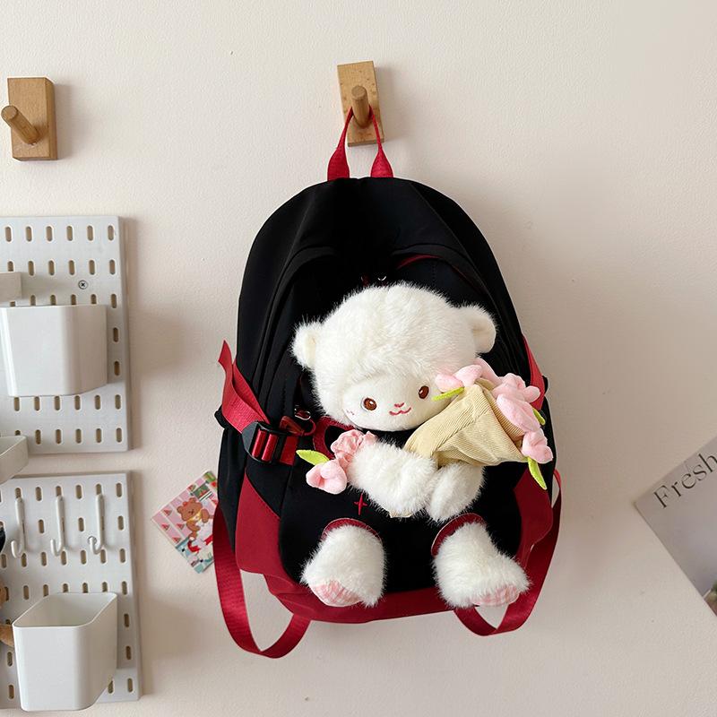 Schoolbag Cute Bear Schoolbag Plush Cartoon Doll Backpack Doll Girl Middle School High School Large Capacity Student Backpack