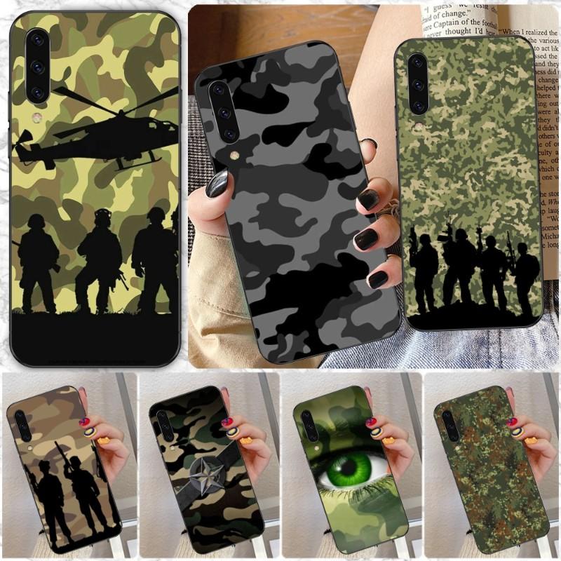 

Камуфляжний військовий чохол для телефону Samsung A91 A81 A73 A72 A71 A30S A20 A12 A13 A52 A53 4G 5G Soft Black Phone Cover Samsung A91