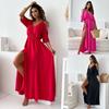 Women's Summer Long Dress Elegant A Line Solid Color Sexy Suspender Short Sleeve Evening Dress Women Loose Casual Seaside Vacation Female Dresses New