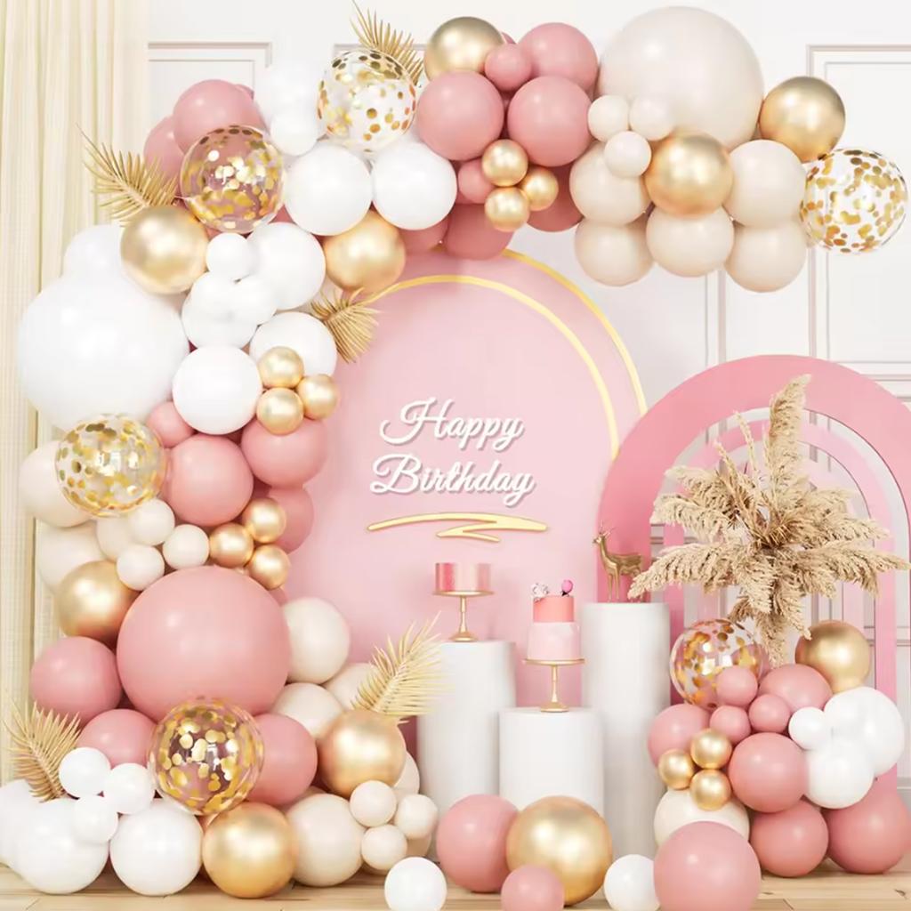 Retro Pink Pastel Macaron Balloons Garland Arch Kit Wedding Birthday Party Decoration Rose Gold Ballon Chain