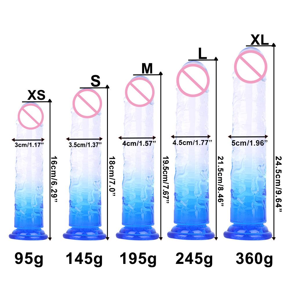 Transparent Two-Color Glass Dildo Simulation Penis Female Mixed Color Masturbation Devices Adult Sex Product