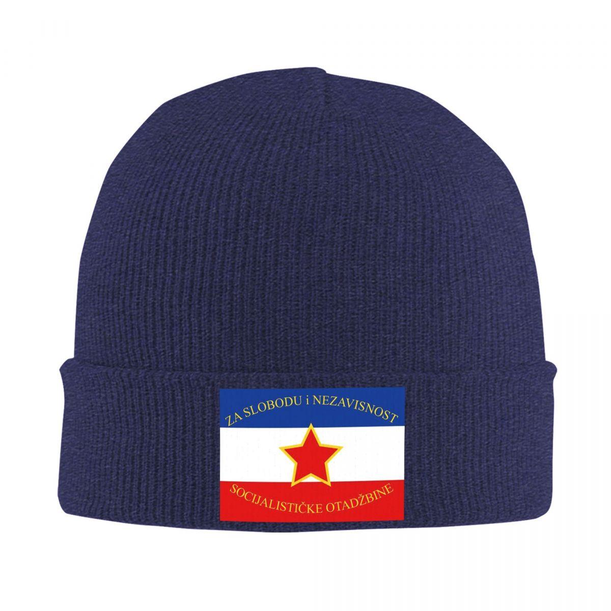 

Socialist Yugoslavia Yugoslav Flag Warm Knitted Cap Fashion Bonnet Hat Autumn Winter Outdoor Beanies Hats for Unisex Adult One Size