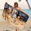 Serviette de plage couverture absorbante d'été motif animal et cheval Confortable Doux Canapé Lit Canapé Accessoires de plage Serviettes de bain
