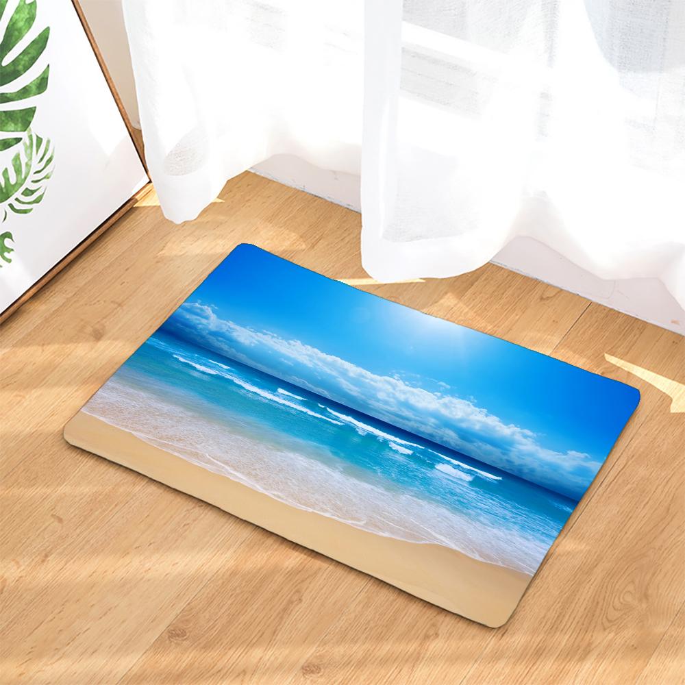 3D Printed Cartoon Ocean Dolphin Sea Beach Non-Slip Bath Mat 60*40Cm For Bathroom Carpet Rugs Flannel Kitchen Toilet Door Mat
