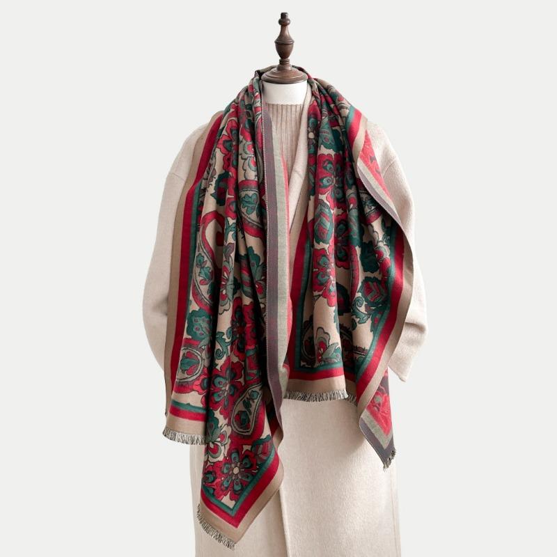 Travel warm thickened double-sided cashew jacquard imitation cashmere scarf temperament versatile retro shawl spring and autumn