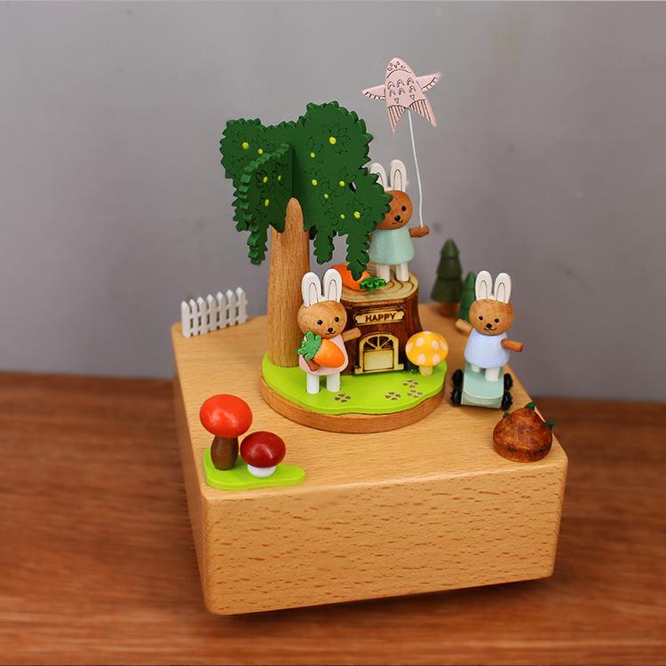 

Novel Personality Wooden Music Box Home Decoration Crafts Carousel Children s Birthday Girlfriend Valentine s Day Gift 11x15cm