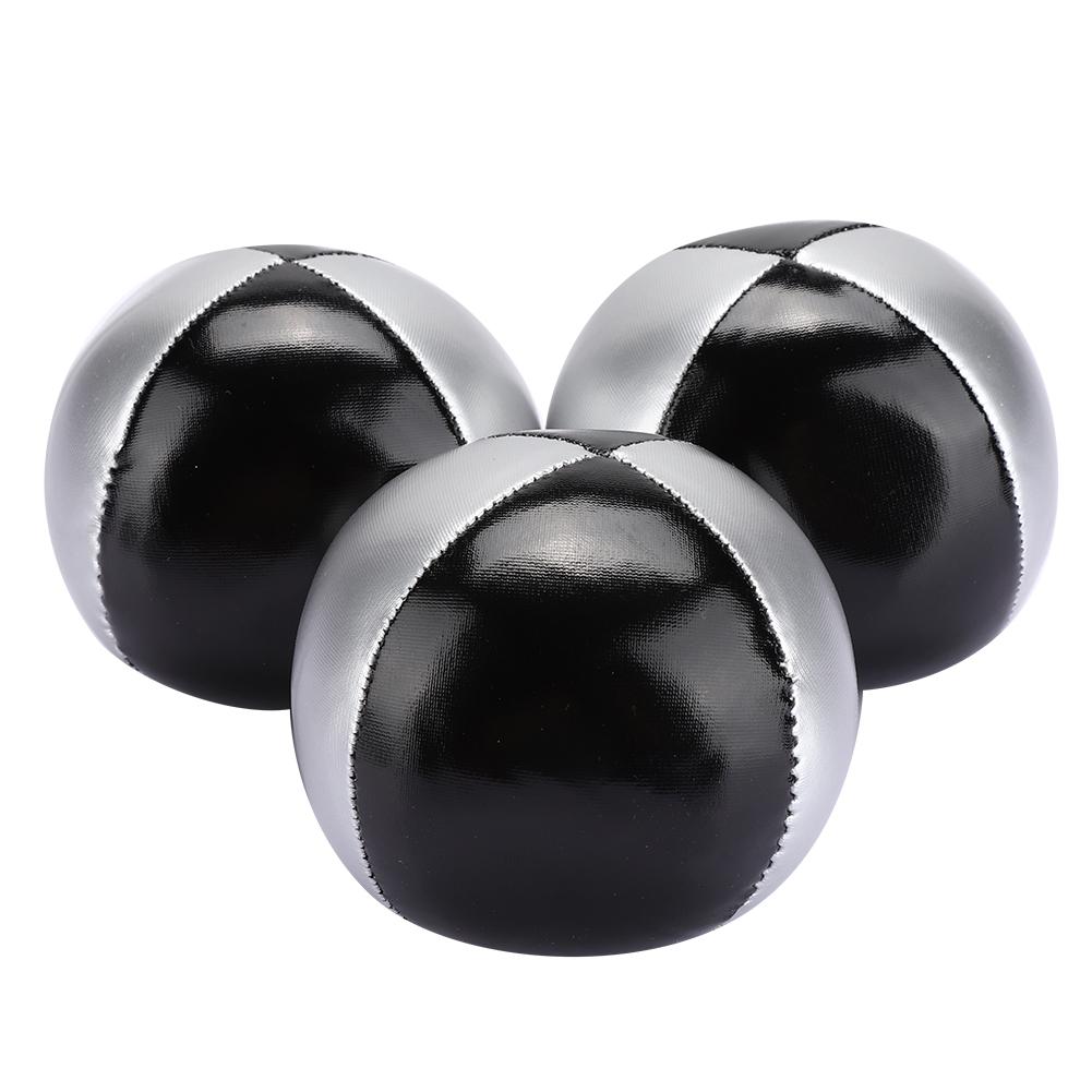 3 Stück Silber Schwarz PU Leder Indoor Freizeit Tragbarer Jonglierball Performance Requisiten