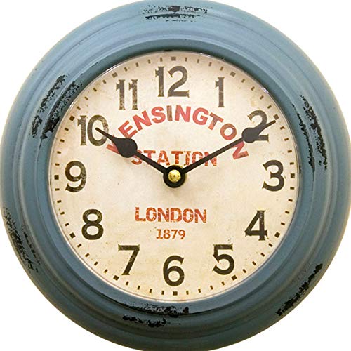 

Akizuki Kensington Station Antique Blue Wall Clock, 21.5cm Diameter, Prestige Clock, Round, PSC110AB