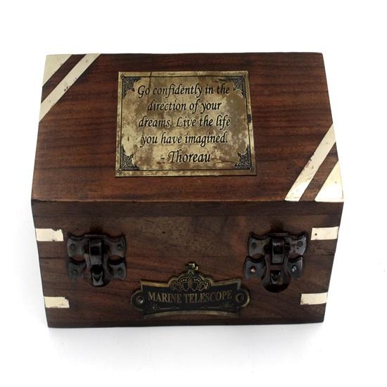 1920 Marine Telescope  Brass Spyglass with Wooden Box Nautical Telescope  Pirate  Explorer Collectible 38.1 Cm