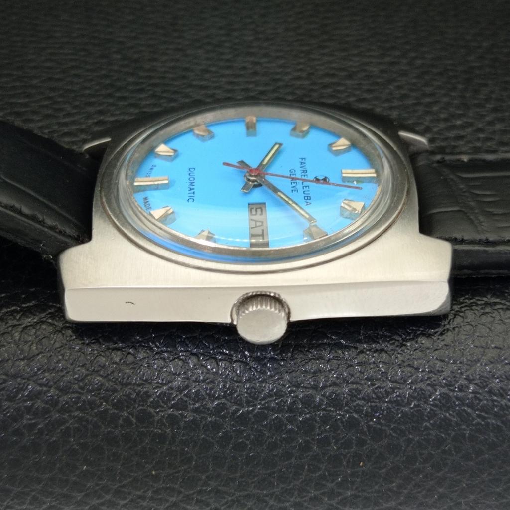 GEBRAUCHTE HERREN FAVRE LEUBA GENEVE DUOMATIC SCHWEIZER HIMMELBLAUES ZIFFERBLATT UHR a432159-2 R110-a432159