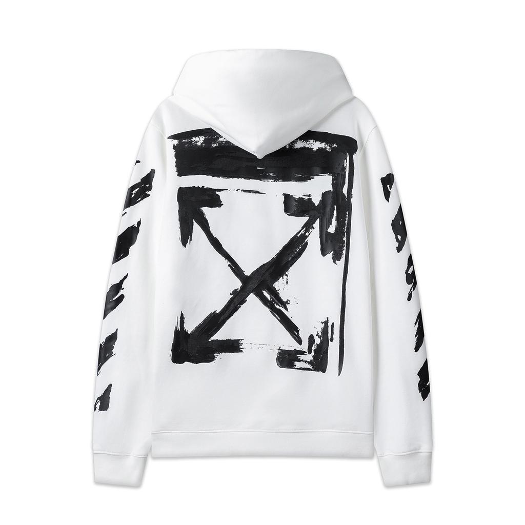 Off-White 2025 Autumn and Winter New Graffiti Arrow Pattern Printed Hooded Sweatshirt for Men and Women