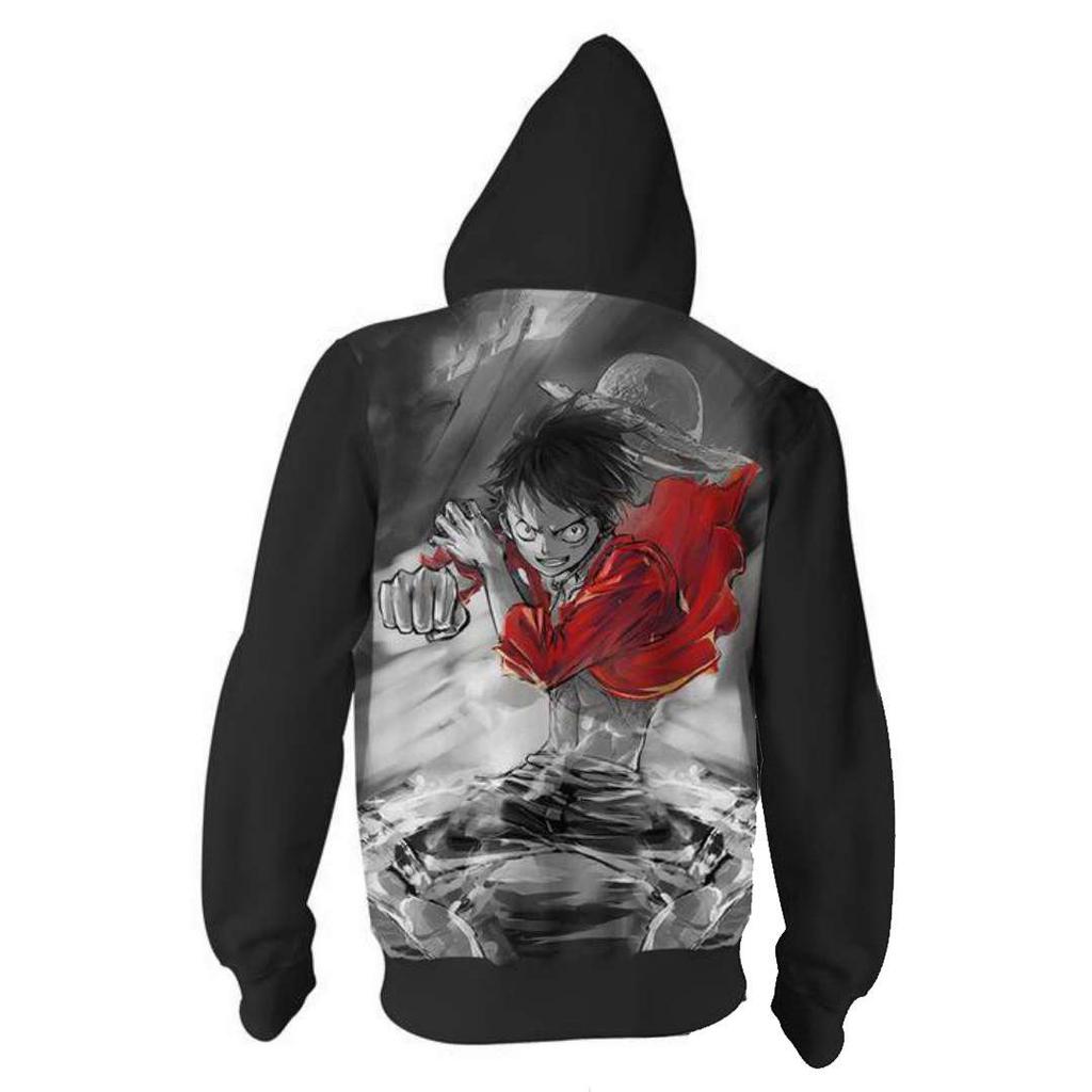 2021 One Piece Anime 3D Print Zipper Hoodie for Men