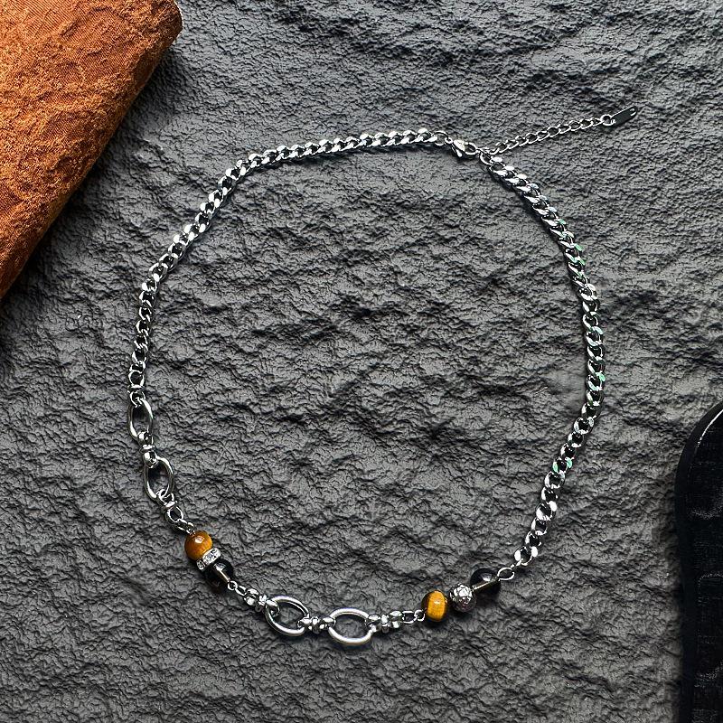 

Gaga Original Tiger s Eye & Obsidian Hip Hop Necklace