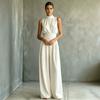 Amazon Europe and the United States Cross-border 2026 Summer Sleeveless Semi-high-necked Wide-leg Jumpsuit Women's Solid Color Casual Fashion Trousers