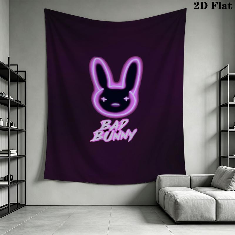Bad Bunny Wall Tapestry Aesthetic Wall Hanging Printed Fabric Blanket Decorative Tapestries for Bedroom Living Room Home Decor